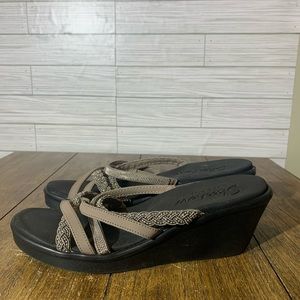 Skechers Sz 10 Womens Luxe Foam Bling Black Strappy Sandals Shoes